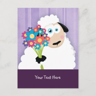 Schattige blozen Schapen met bloemen Briefkaarten
