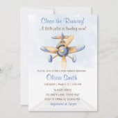 Schattige Blue Airplane Runway Pilot-Baby shower Kaart (Voorkant)