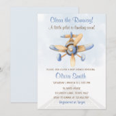 Schattige Blue Airplane Runway Pilot-Baby shower Kaart (Voorkant / Achterkant)