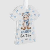 Schattige Blue Baby Boy's 1st Christmas Brown Beer Ornament (voorkant)