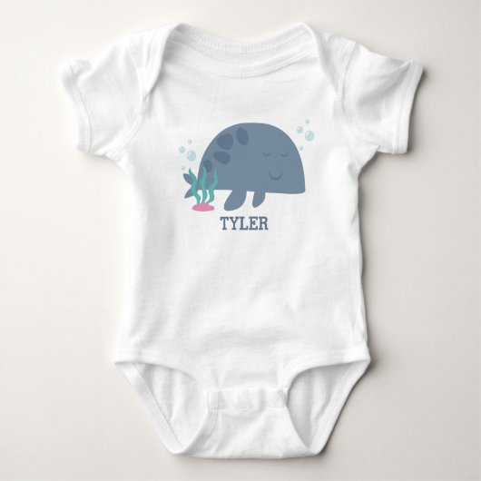 Schattige Blue Baby Whale Onsie T-shirt (Voorkant)