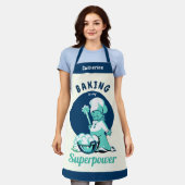 Schattige Blue Baking is mijn Superpower met naam Schort (Gedragen)