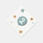 Schattige Blue Balloon Boy Tweede Verjaardag Feest Servet (Hoek)