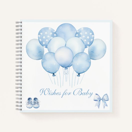 Schattige Blue Balloons Baby shower Gastenboek Notitieboek (Voorkant)