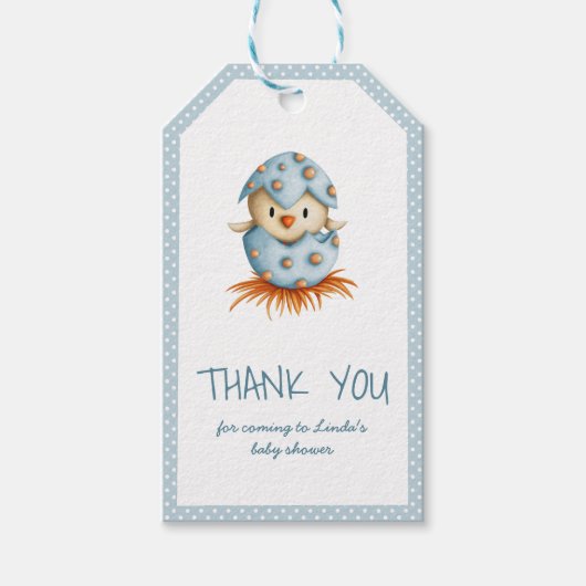 Schattige Blue Bird Baby shower Cadeaulabel (Voorkant)