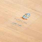 Schattige Blue Bird Boy Baby shower Acryl Uitnodigingen (Laagn)