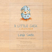 Schattige Blue Bird Boy Baby shower Acryl Uitnodigingen (Voorkant)