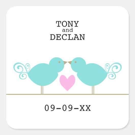 Schattige Blue Birds Special Date Stickers (Voorkant)