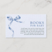 Schattige Blue Bow Book Request Baby shower Informatiekaartje (Voorkant)