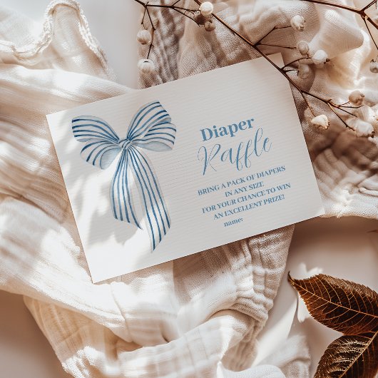 Schattige Blue Bow Ribbon Baby Boy Luier Raffle Informatiekaartje