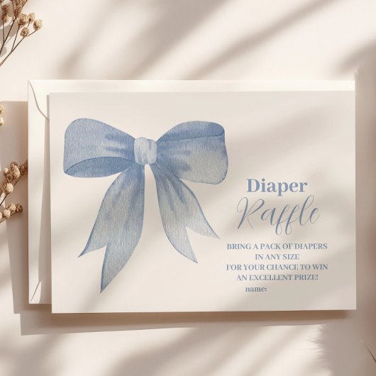 Schattige Blue Bow Ribbon Baby Boy Raffle Diapper Informatiekaartje
