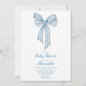 Schattige Blue Bow Ribbon Baby Boy Shower Kaart (Voorkant)