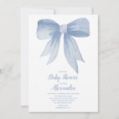 Schattige Blue Bow Ribbon Baby Boy Shower Kaart (Voorkant)