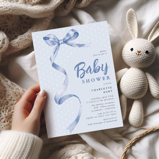 Schattige Blue Bow Ribbon Boy Baby shower Kaart