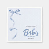 Schattige Blue Bow Ribbon Boy Baby shower Servet (Voorkant)