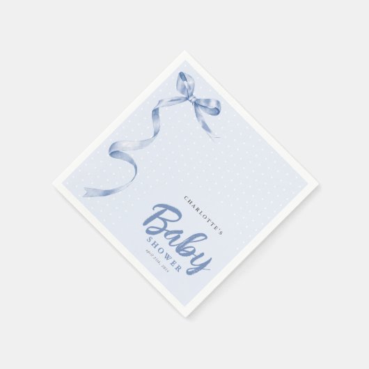 Schattige Blue Bow Ribbon Boy Baby shower Servet (Hoek)