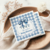 Schattige Blue Bow Ribbon Gingham Baby shower Servet