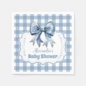 Schattige Blue Bow Ribbon Gingham Baby shower Servet (Voorkant)