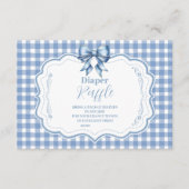 Schattige Blue Bow Ribbon Gingham Raffle Diapper Informatiekaartje (Voorkant)