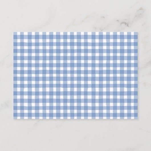 Schattige Blue Bow Ribbon Gingham Raffle Diapper Informatiekaartje (Achterkant)