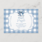 Schattige Blue Bow Ribbon Gingham Raffle Diapper Informatiekaartje (Voorkant)