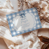 Schattige Blue Bow Ribbon Gingham Raffle Diapper Informatiekaartje