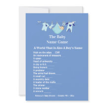 Schattige Blue Boy Baby shower Gissen Game Uitnodi