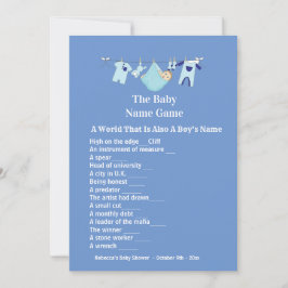 Schattige Blue Boy Baby shower Gissen Game Uitnodi Kaart