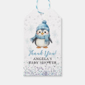 Schattige Blue Boy Penguin Winter Baby shower Cadeaulabel (Voorkant)