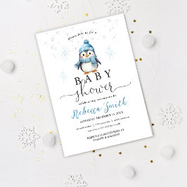 Schattige Blue Boy Penguin Winter Baby shower Kaart