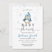 Schattige Blue Boy Penguin Winter Baby shower Kaart (Voorkant)