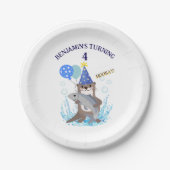 Schattige Blue Boy Zee Otter Verjaardagsfeest Papieren Bordje (Voorkant)