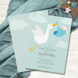 Schattige Blue Bundle Stork Baby shower Kaart