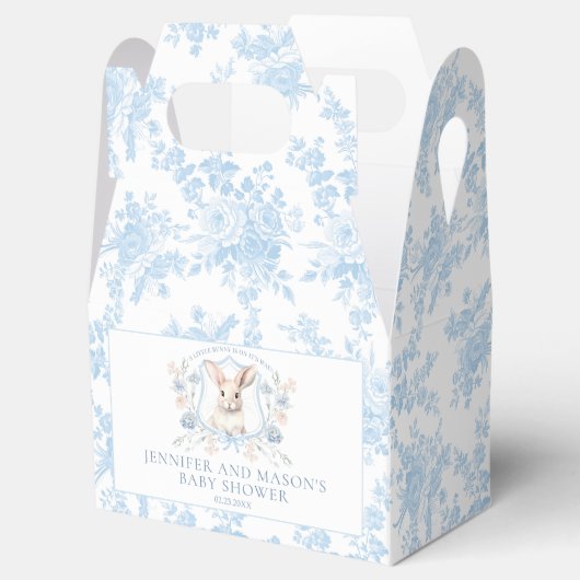 Schattige Blue Bunny Crest Franse Baby Boy Shower Bedankdoosjes (Geopend)