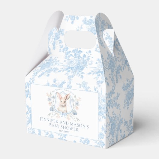 Schattige Blue Bunny Crest Franse Baby Boy Shower Bedankdoosjes (Voorkant Zijde)
