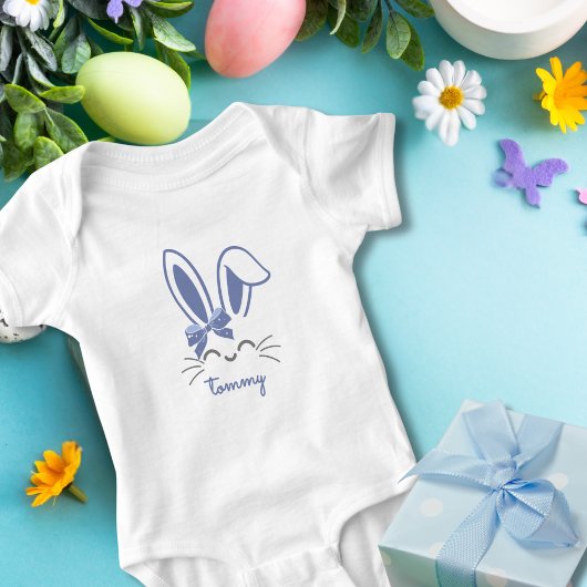 Schattige Blue Bunny Ribbon Easter Boy Romper