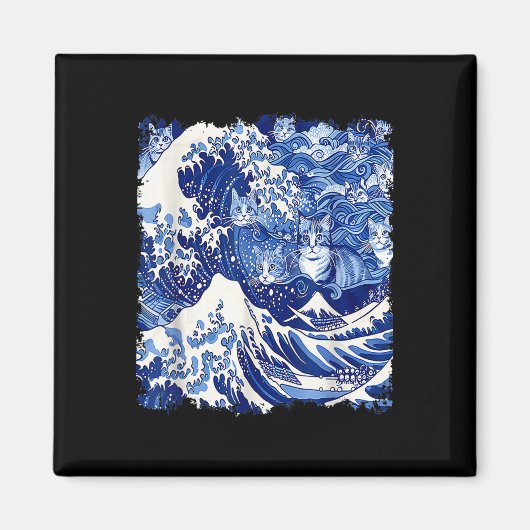 Schattige Blue Cats Wave for Kamala Funny Blue Wav Magneet (Voorkant)