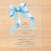 Schattige Blue Coquette Bow Baby shower Acryl Uitnodigingen (Voorkant)