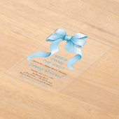 Schattige Blue Coquette Bow Vrijgezellenfeest Acryl Uitnodigingen (Laagn)
