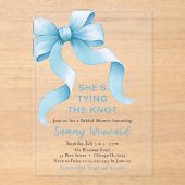 Schattige Blue Coquette Bow Vrijgezellenfeest Acryl Uitnodigingen (Voorkant)
