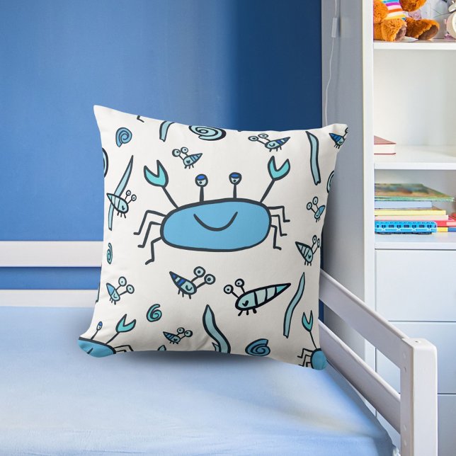 Schattige Blue Crab Zee Animals Pattern Boy Kussen (Creator heeft geüpload)