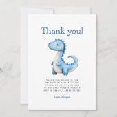 Schattige Blue Dinosaur Baby shower bedankkaart Kaart (Voorkant)