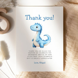 Schattige Blue Dinosaur Baby shower bedankkaart Kaart