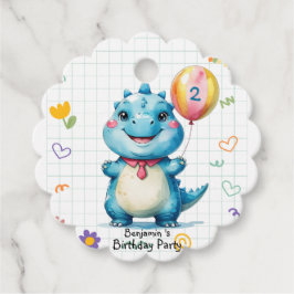 Schattige Blue Dinosaur Balloon Boy verjaardagsfee Bedankjes Labels