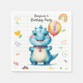Schattige Blue Dinosaur Balloon Boy verjaardagsfee Servet (Voorkant)
