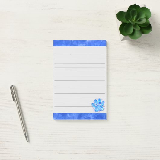Schattige Blue Dog Print Waterverf Achtergrond Gel Post-it® Notes (Kantoor)