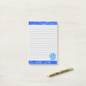 Schattige Blue Dog Print Waterverf Achtergrond Gel Post-it® Notes (Op bureau)