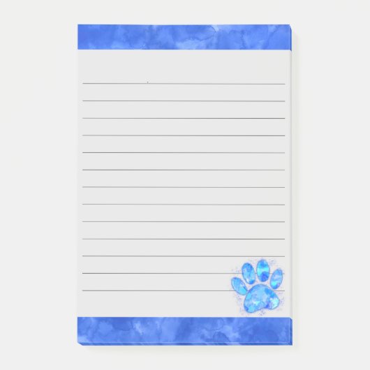 Schattige Blue Dog Print Waterverf Achtergrond Gel Post-it® Notes (Voorkant)
