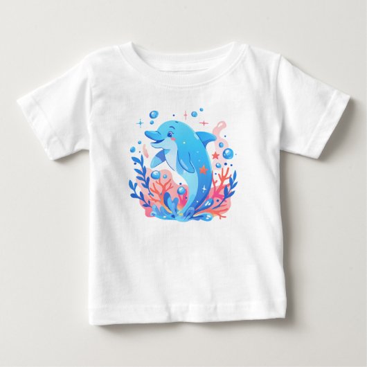 Schattige Blue Dolphin Baby Bodysuit (Voorkant)