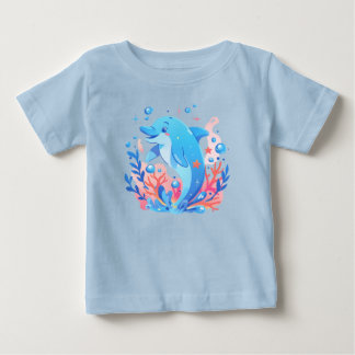 Schattige Blue Dolphin Baby Bodysuit